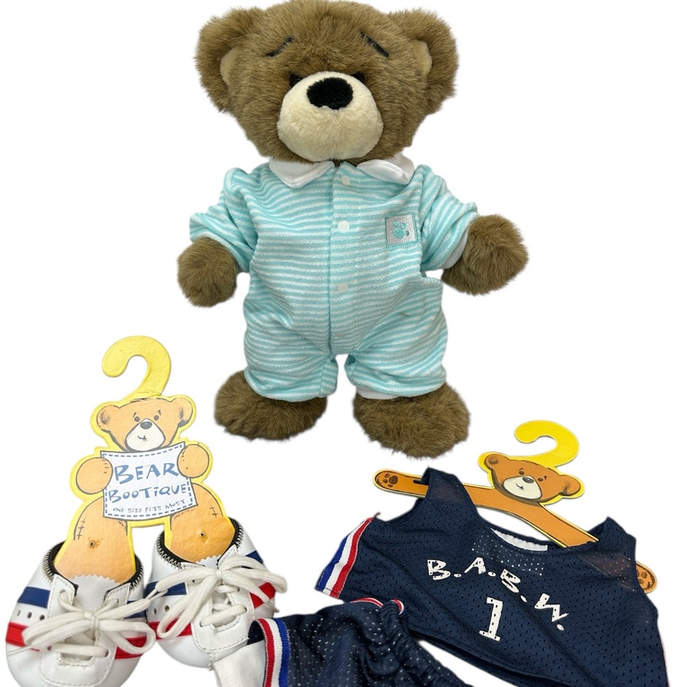 Vtg Build-A-Bear Bearemy Plush Teddy With Sleeper & Workout Outfit and Sneakers